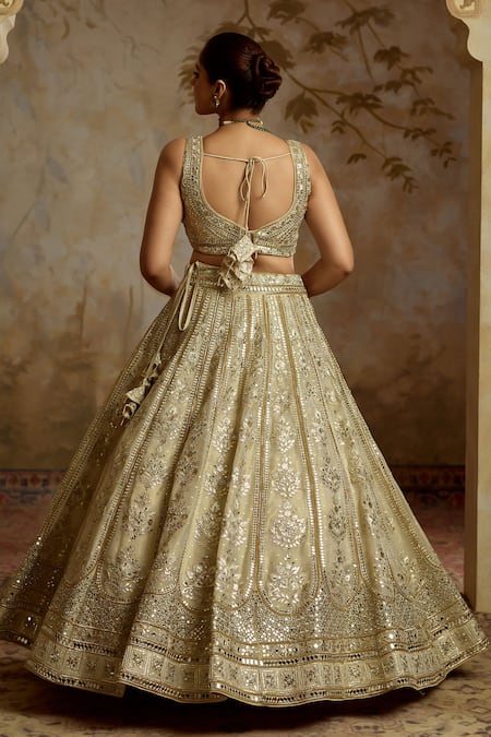 SUHINO Ivory Tissue Embroidered Lehenga Set 