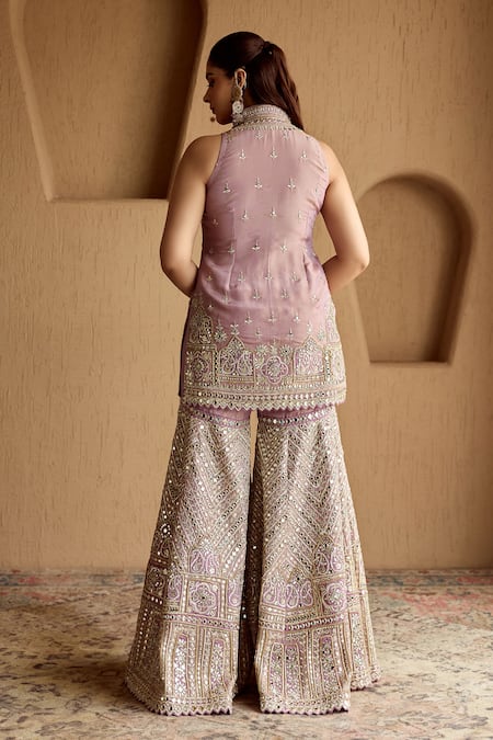 SUHINO Lilac Tissue Patch Kurta Gharara Set 