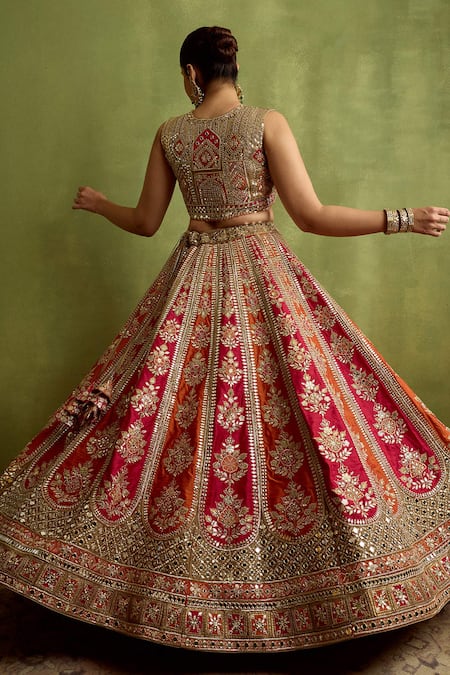 SUHINO Patchwork Silk Lehenga Set 
