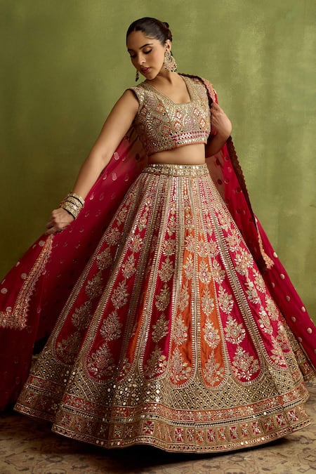 SUHINO Patchwork Silk Lehenga Set 