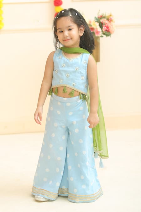 Pankhuri By Priyanka Hand Block Print Blouse Palazzo Set 