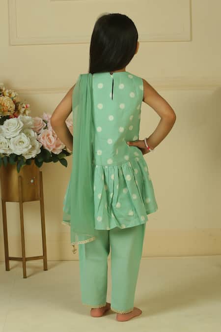 Pankhuri By Priyanka Gathered Peplum Kurta Tulip Pant Set 