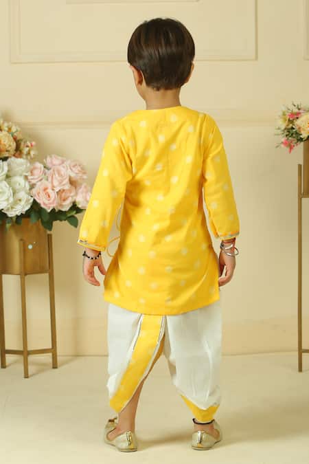 Pankhuri By Priyanka Handblock Print Angrakha Kurta & Dhoti Pant Set 