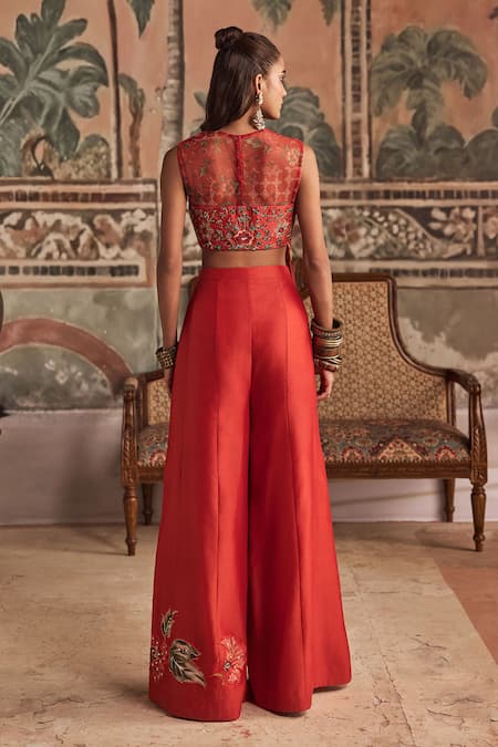 Show Shaa Hand Embroidered Crop Top & Chanderi Kali Pant