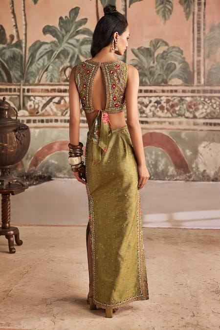 Show Shaa Hand Embroidered Floral Top & Pencil Skirt Set