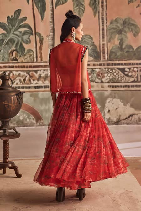 Show Shaa Embroidered Jacket, Bustier & Floral Skirt Set