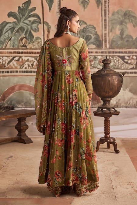 Show Shaa Floral Printed Anarkali, Pant & Dupatta Set