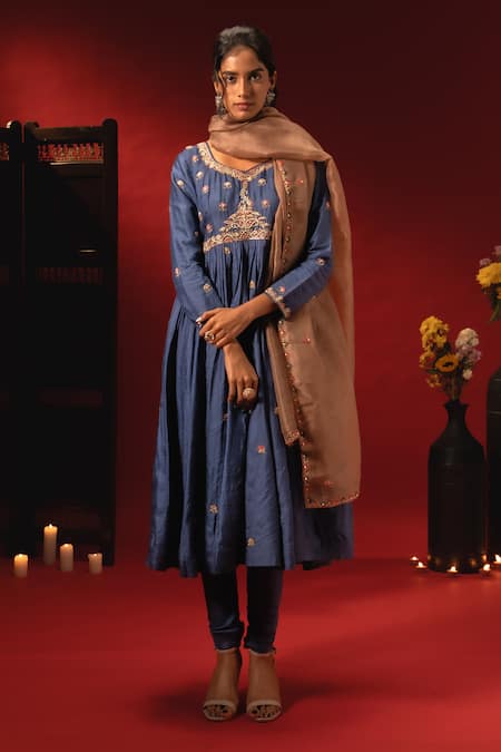 Aavya Embroidered Silk Anarkali Set 