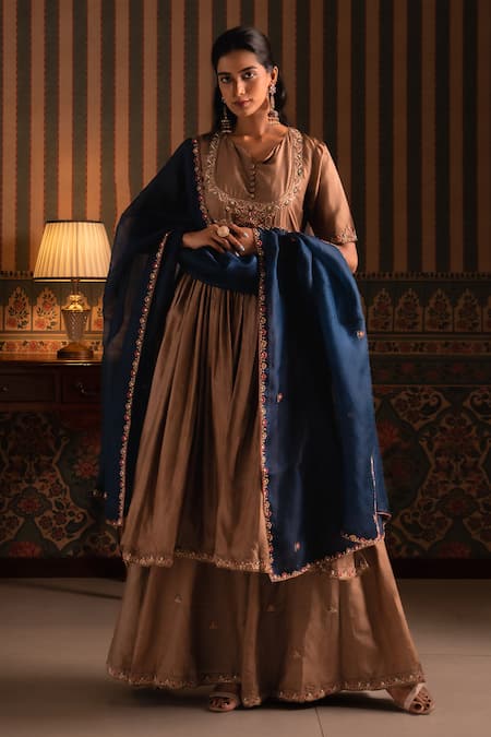 Aavya Embroidered Anarkali Sharara Set 