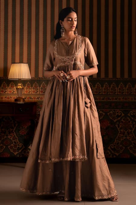 Aavya Embroidered Anarkali Sharara Set 