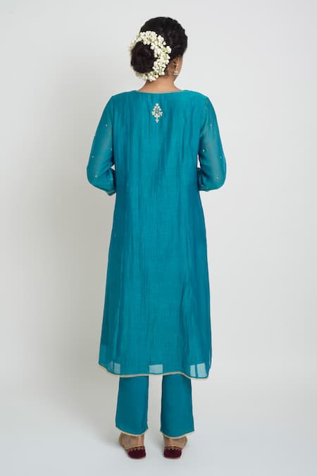 Sinjhar Embroidered Chanderi Kurta, Pant & Dupatta Set 