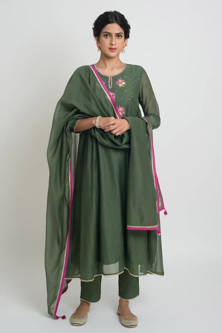 Sinjhar Chanderi Embroidered Kurta, Pant & Dupatta Set 