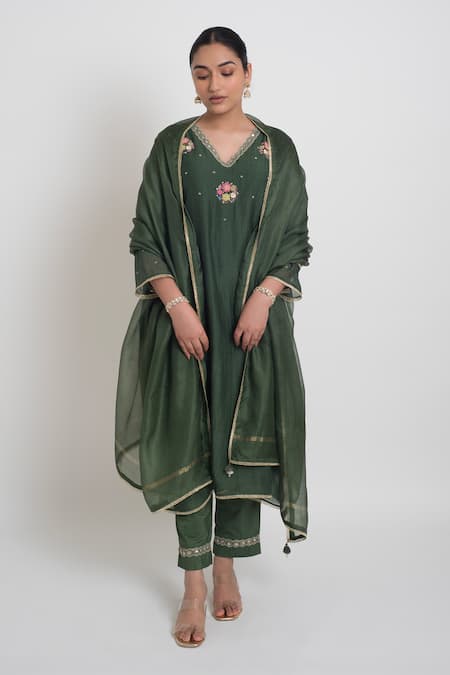 Sinjhar Chanderi Embroidered Kurta, Pant & Dupatta Set 