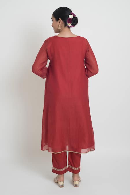 Sinjhar Embroidered Chanderi Kurta, Pant & Dupatta Set 