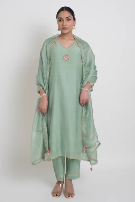 Sinjhar Chanderi Embroidered Kurta, Pant & Dupatta Set 