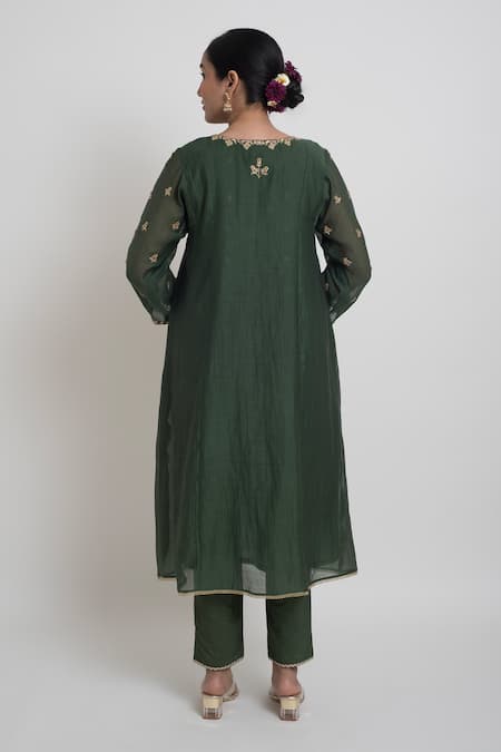 Sinjhar Embroidered Chanderi Kurta, Pant & Dupatta Set 