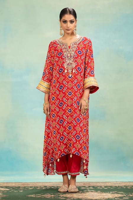 Swati Wadhwani Couture Patola Print Dabka Work Kurta Set 