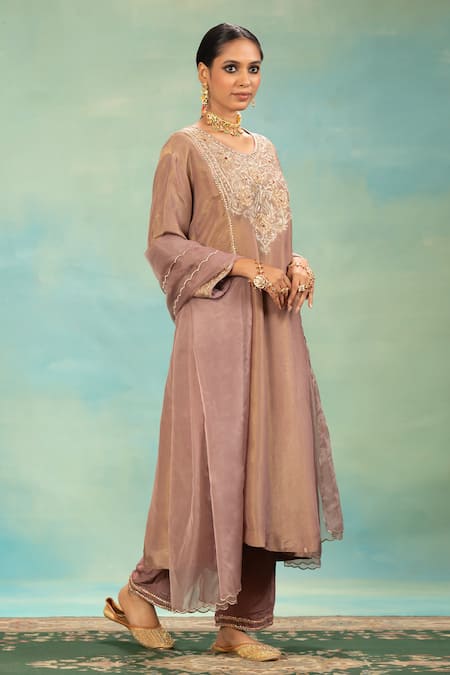 Swati Wadhwani Couture Tissue Chanderi Dabka & Zari Embroidered Kurta Set 