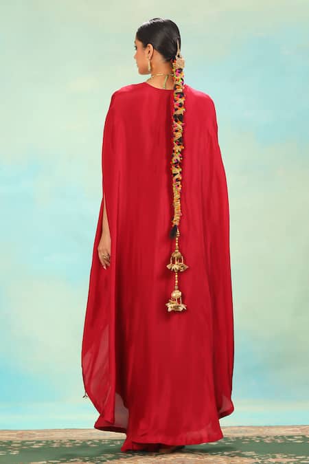 Swati Wadhwani Couture Zari & Pearl Embroidered Kaftan Dhoti Skirt Set 