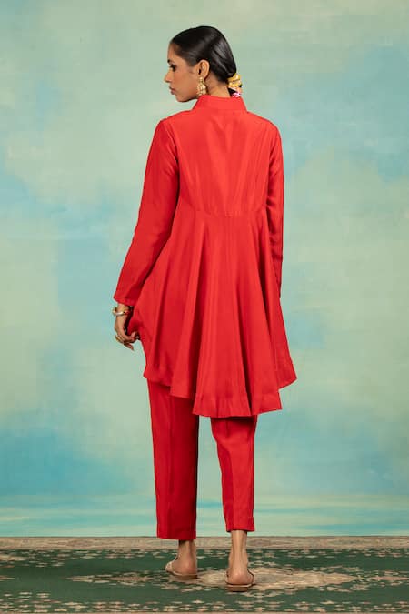 Swati Wadhwani Couture Embroidered Peplum Kurta & Pant Set 