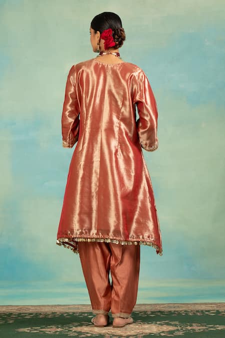 Swati Wadhwani Couture Tissue Zari & Pearl Work Kurta Salwar Set 