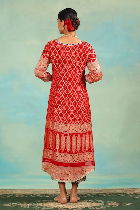Swati Wadhwani Couture Brocade High-Low Kurta Set With Dupatta 
