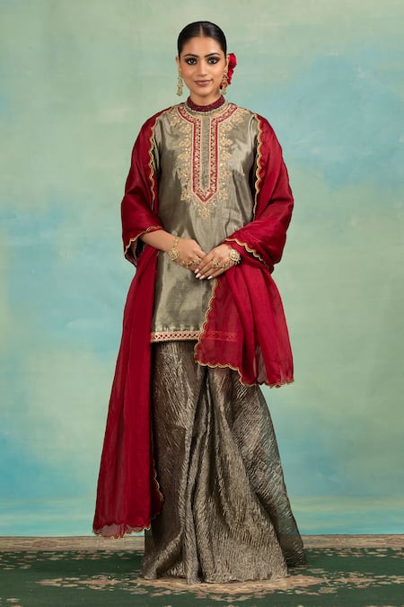 Swati Wadhwani Couture Sequin & Zari Work Kurta Palazzo Set 