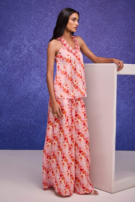 Tara And I Aquarelle Print Halter Neck Top