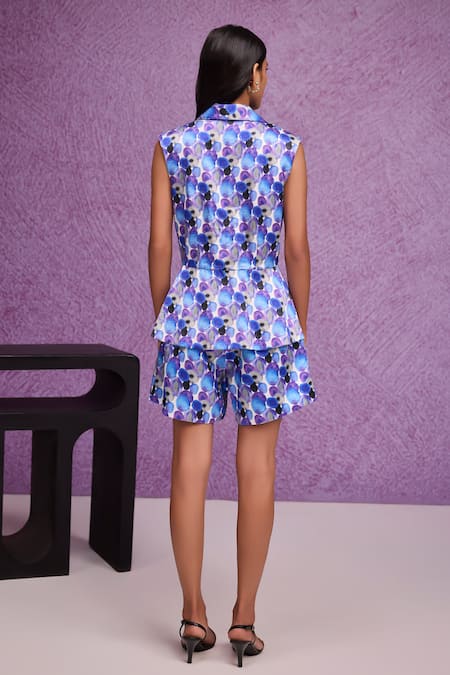 Tara And I Aquarelle Print Gajji Silk Shorts 