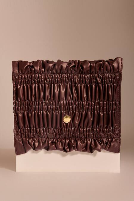 Buy_Tara And I_Brown Smocking, Studs Mocha Drift Sling Bag _Online_at_Aza_Fashions