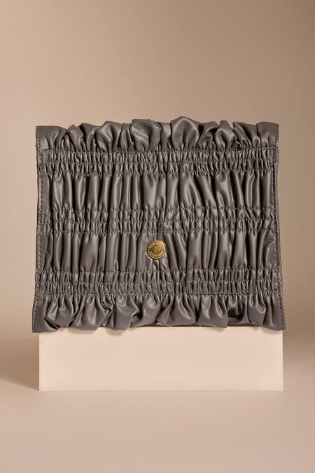 Shop_Tara And I_Gray Smocking, Studs Grey Drift Sling Bag _Online_at_Aza_Fashions