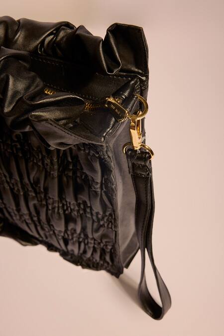 Tara And I_Black Smocking Drift Oversized Wristlet _Online_at_Aza_Fashions
