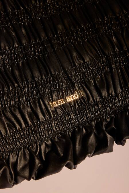 Shop_Tara And I_Black Smocking Drift Oversized Wristlet _Online_at_Aza_Fashions