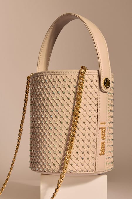 Tara And I Creme Intermesh Bucket Bag 