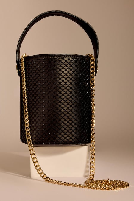Tara And I Black Intermesh Bucket Bag 