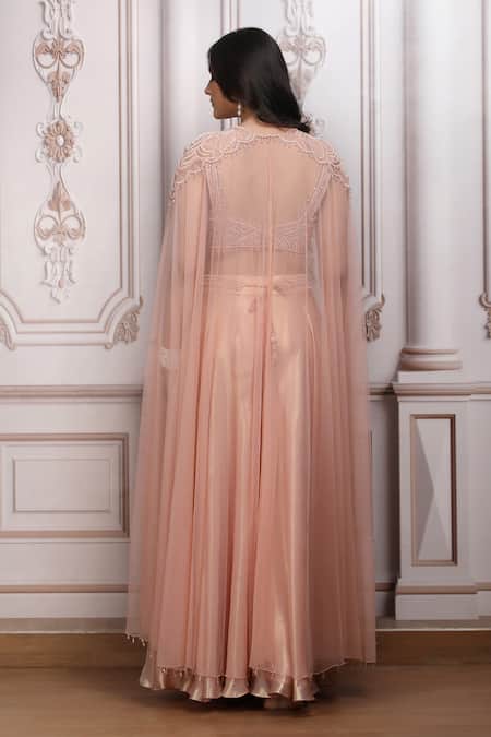 Mandira Wirk Resort Embroidered Cape Lehenga Set 