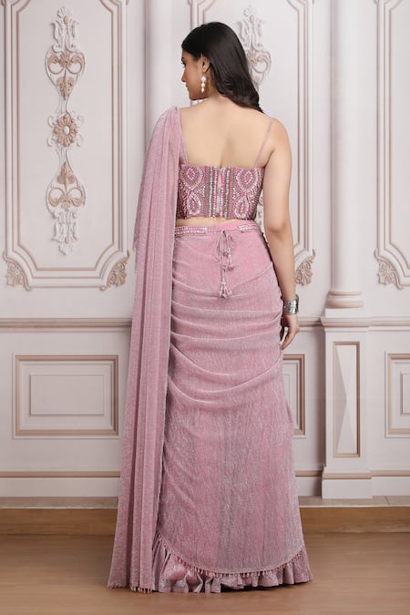 Mandira Wirk Resort Embellished Blouse Lehenga Set 