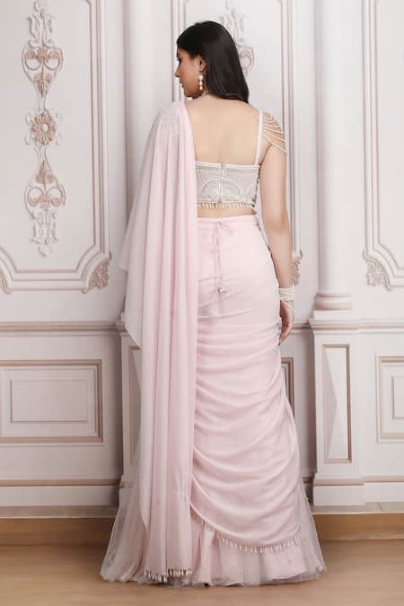 Mandira Wirk Resort Embellished Pre-Draped Saree With Blouse 