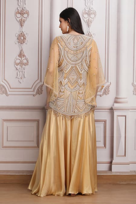 Mandira Wirk Resort Pearl Embroidered Jacket Skirt Set 