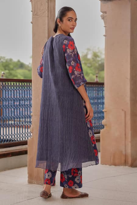 Vaayu Indigo Bloom Kurta & Pant Set