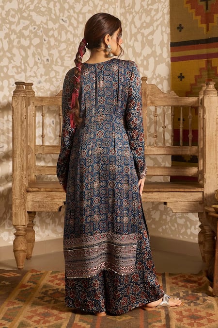 Akashi Clothing Ajrakh Hand Block Print Kurta & Palazzo Set 