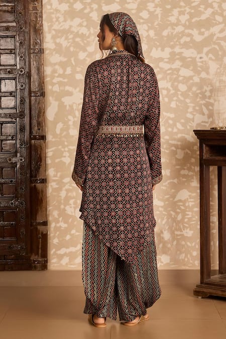 Akashi Clothing Ajrakh Print Jacket Cowl Pant Set 