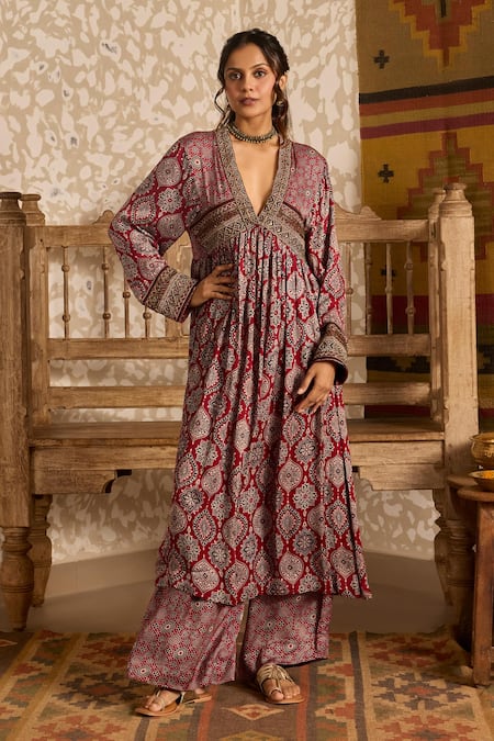 Akashi Clothing Ajrakh Dual Print Anarkali & Pant Set 