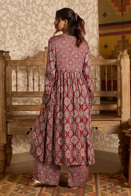 Akashi Clothing Ajrakh Dual Print Anarkali & Pant Set 