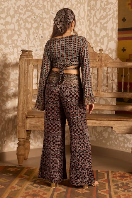 Akashi Clothing Ajrakh Print Crop Top & Palazzo Set 