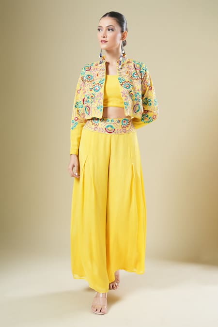 Samyukta Singhania Embroidered Jacket Palazzo Set