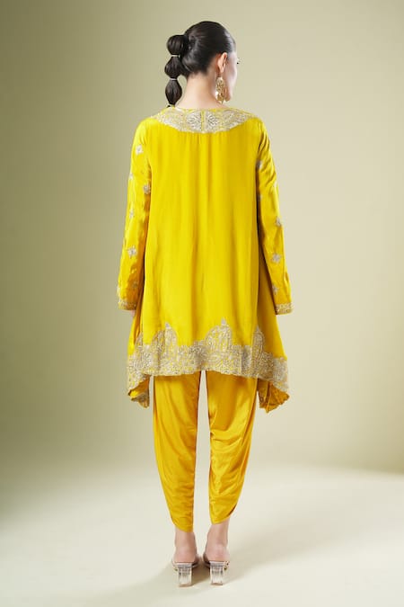 Samyukta Singhania Embroidered Asymmetrical Kurta & Dhoti Pant Set 