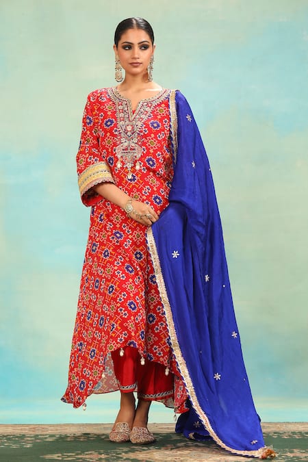 Swati Wadhwani Couture Patola Print Dabka Work Kurta Set 