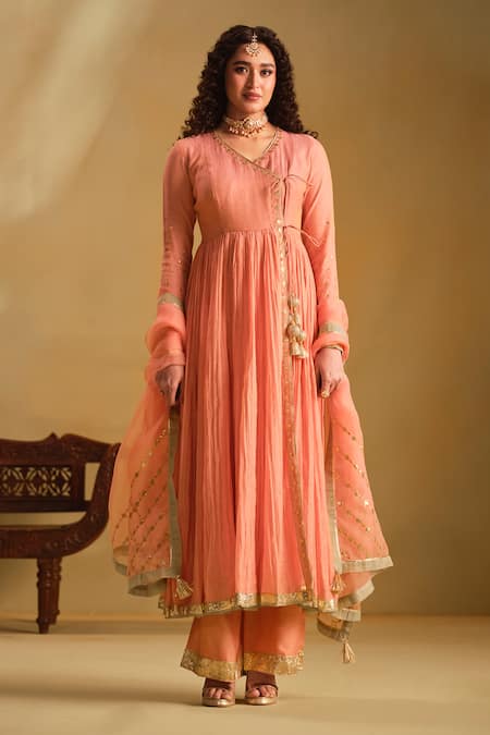 Almaari By Pooja Patel Sarvya Silk Angarkha Set 