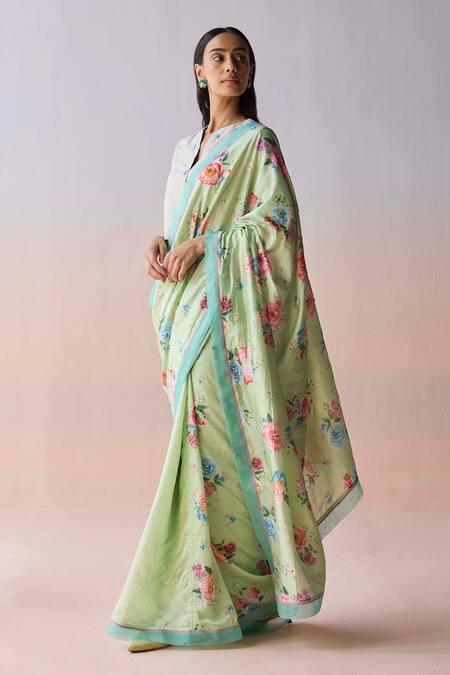Buy Surmaye Mint Organza, Silk Sequins, Beads Kindred Petals Green Saree Online at Aza Fashions Buy_Surmaye_Mint Organza, Silk Sequins, Beads Kindred Petals Green Saree _Online_at_Aza_Fashions